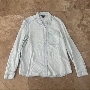 NWOT Express Light Wash Jean Button Down Shirt
